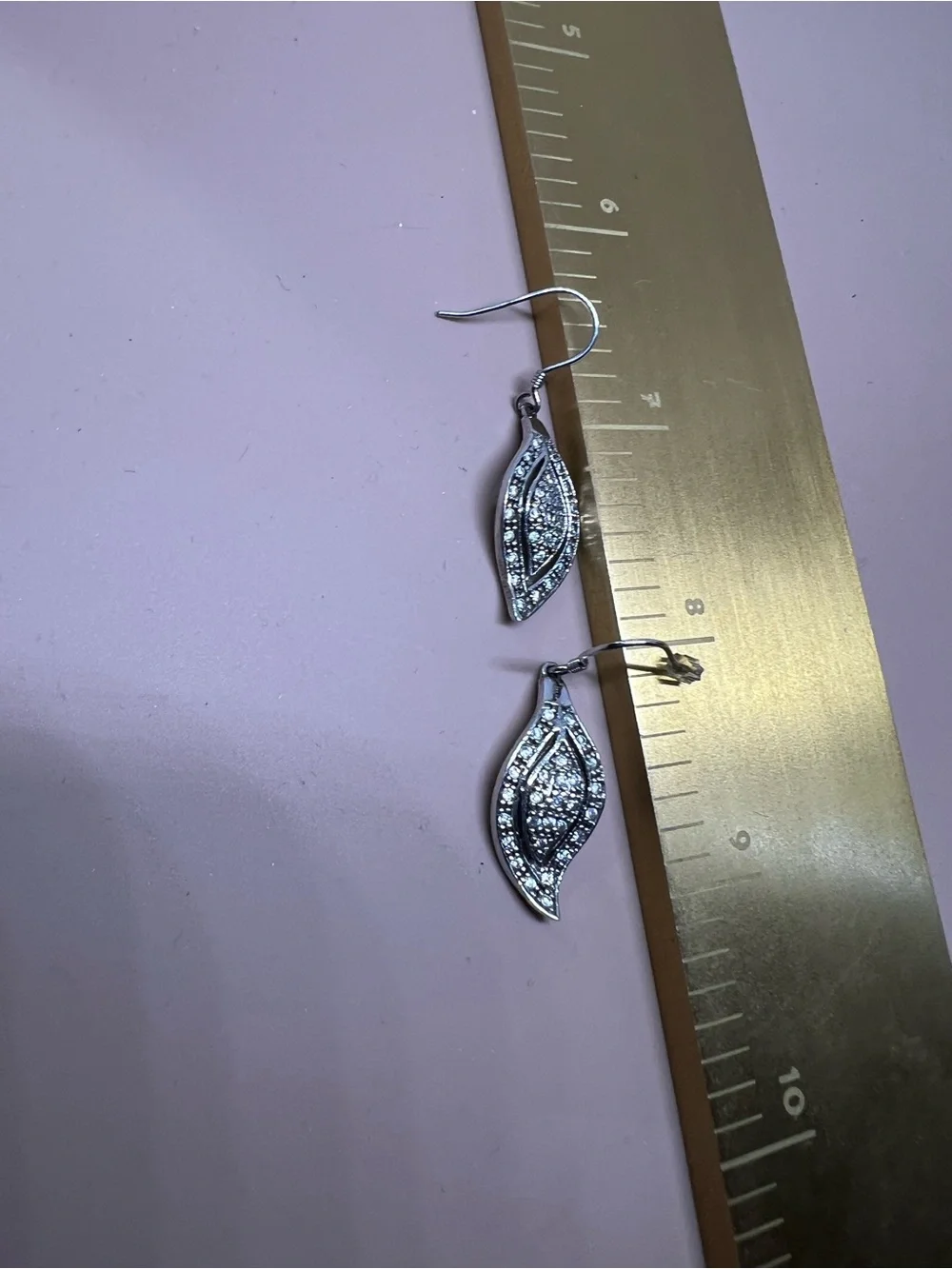 Sterling Silver Crystal Leaf Drop Earrings